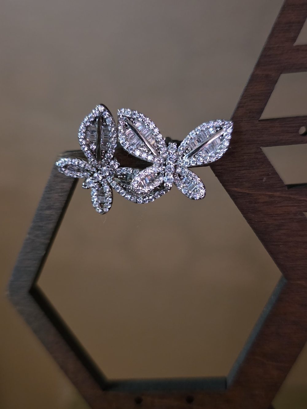 Silver Crystal Butterfly Drop Earrings